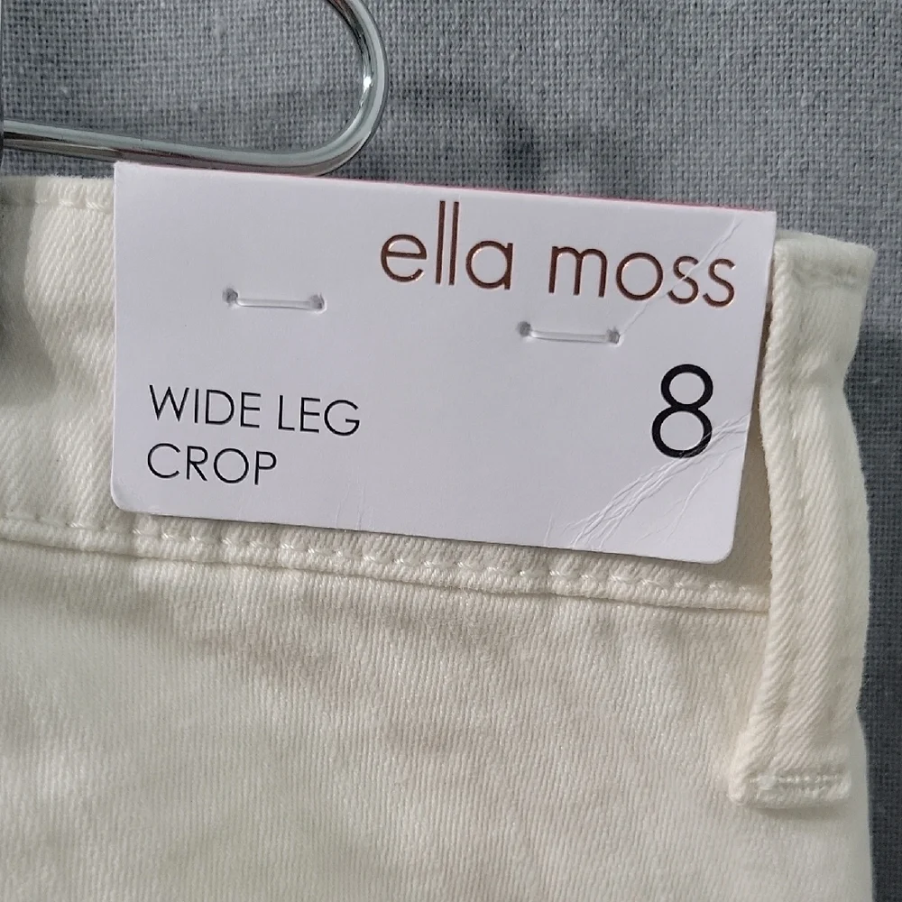 Ella Moss Women’s Wide Leg Crop Pants Cream Size 8